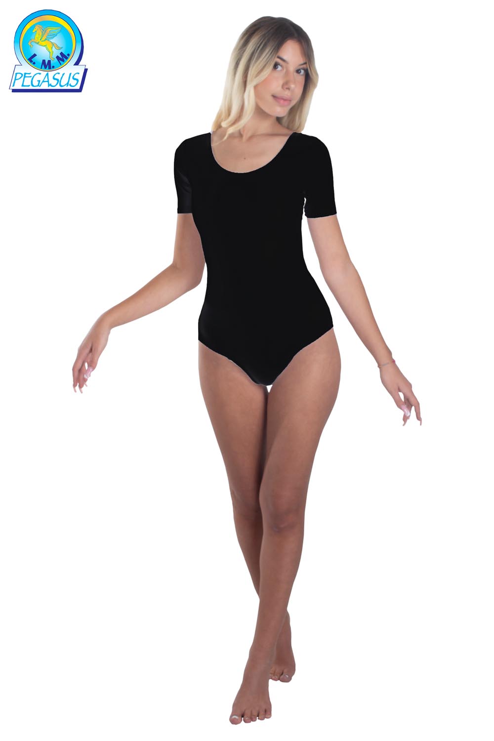 BODY DANZA IN LYCRA MEZZA MANICA NERO DONNA